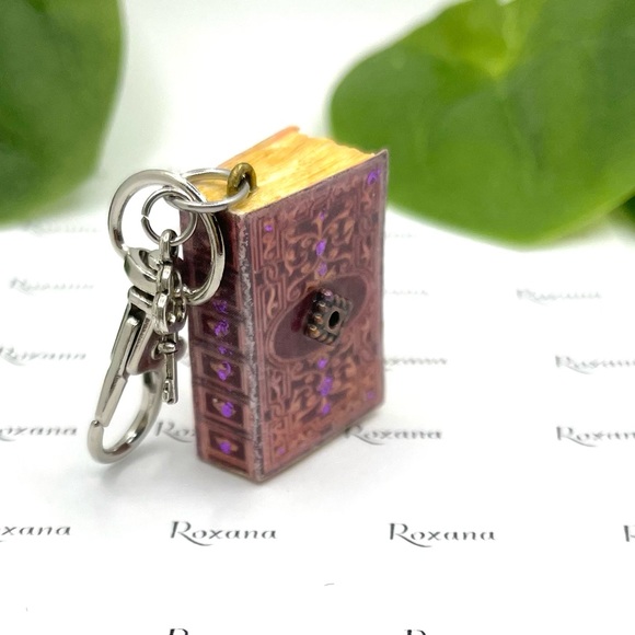 Book Charm -miniature book One of a kind-Polymer Clay and Aged paper Books cover - Picture 2 of 3